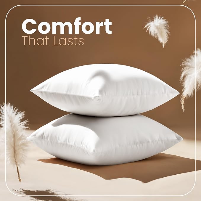 Utopia Bedding 18x18 Pillow Inserts, Set of 2, White – Indoor Decorative Throw Pillows for Bed, Sofa & Couch – Soft, Supportive & Fluffy Cushion Inserts