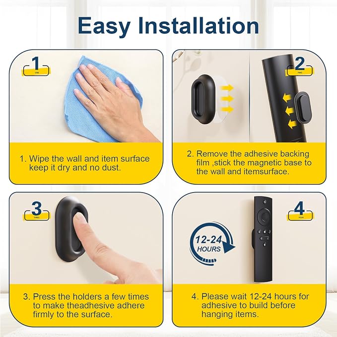 Magnetic Remote Control Holder Self-Adhesive Wall Mount, 6 Pack Upgraded Silicone Organizer Storage Wall Holder for Home Office TV, Fan and Air Conditioner Remote Control