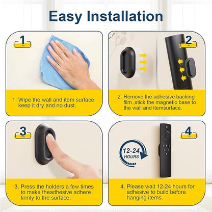 Magnetic Remote Control Holder Self-Adhesive Wall Mount, 6 Pack Upgraded Silicone Organizer Storage Wall Holder for Home Office TV, Fan and Air Conditioner Remote Control