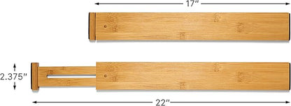 Bamboo Drawer Dividers Organizers 18-21.75 IN - Kitchen Drawer Organizer with Spring Loaded, Expandable Drawer Organization Separators for Kitchen, Bathroom - Pack of 4