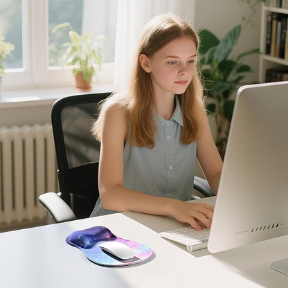 EooCoo Ergonomic Mouse Pad with Gel Wrist Rest Support Middle Concave Design, Relieve Wrist Pain, Non-Slip Base for Laptop, Computer, Office Desk Accessories, Carpal Tunnel Syndrome
