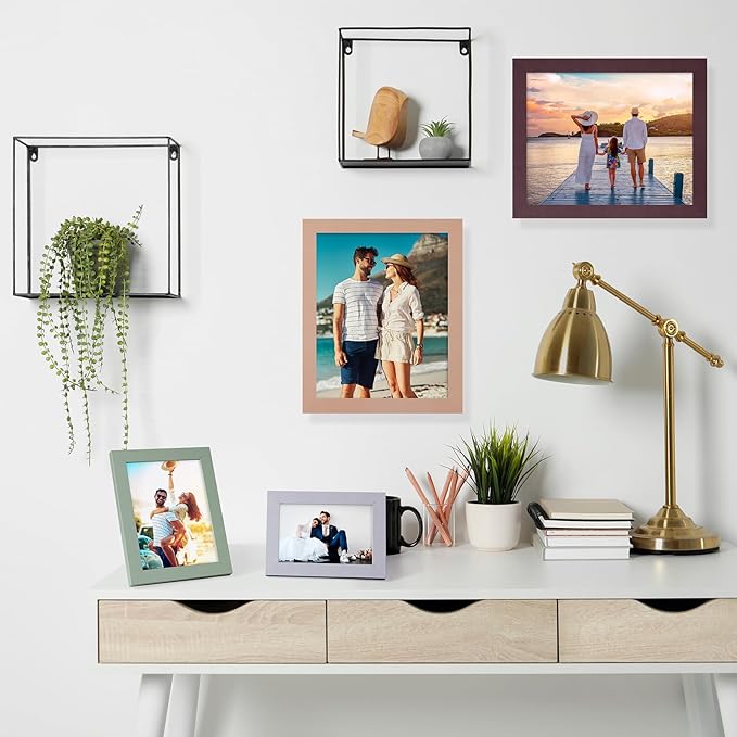 Funtopia 15 Pack Picture Frames, Gallery Wall Frame Set for Family, 8x10, 5x7, 4x6 Photo Frames Collage for Wall Hanging or Tabletop Display, 6 Colors