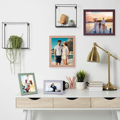Funtopia 15 Pack Picture Frames, Gallery Wall Frame Set for Family, 8x10, 5x7, 4x6 Photo Frames Collage for Wall Hanging or Tabletop Display, 6 Colors