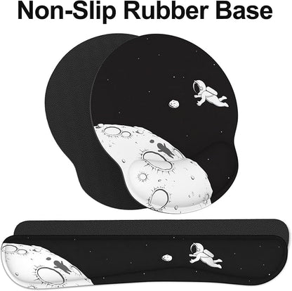 Ergonomic Mouse Pad with Wrist Rest and Keyboard Wrist Rest, Mousepad and Wrist Rest for Computer Keyboard, Pain Relief, Non-Slip Rubber Base, Mouse Pad with Wrist Support for Gaming, Astronaut