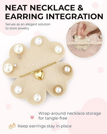 BAGSMART Hanging Jewelry Organizer Storage with Hanger Metal Hooks Double-Sided Jewelry Holder for Earrings, Necklaces, Rings on Closet, Wall, Door, 1 piece Large Pink