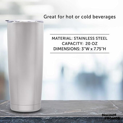 DISCOUNT PROMOS Pipette Stainless Steel Coffee Tumblers 20 oz. Set of 6, Bulk Pack - Double Wall, Perfect for Coffee, Hot Cocoa, Other Hot & Cold Beverages - Silver