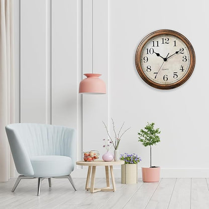 HYLANDA Wall Clock, Vintage Battery Operated, Retro Silent Non Ticking Decorative Clocks for Home Kitchen School Living Room
