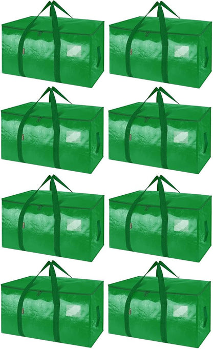 BALEINE 8-Pack Oversized Moving Bags with Reinforced Handles, Heavy-Duty Storage Tote for Clothes, Moving Supplies (Light Green, 8-Pack)