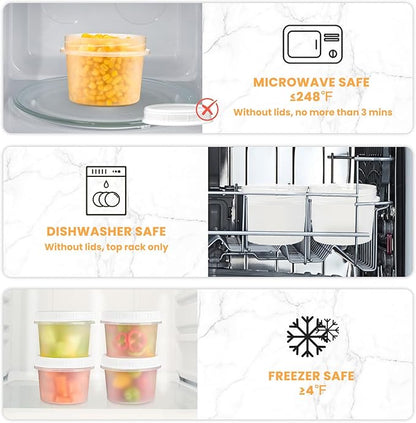 TUZAZO 6 Pack - 12 Oz Food Storage Containers with Screw Lids, Airtight Plastic Small Freezer Storage Container for Ice Cream, Overnight Oats, Snack, Soup, Portion and Meal Prep Container