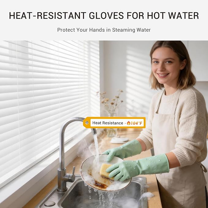 ThxToms 4 Pairs Reusable Dishwashing Cleaning Gloves,10 Mil Thick, 13" | Non-Slip Rubber Kitchen Gloves, Multi-Color, Ideal for Household, Bathroom, Pet Care & Gardening, Medium