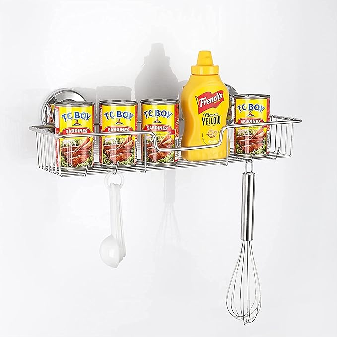 SANNO Suction Cup Shower Caddy Bathroom Caddies Storage Combo Organizer, No Damage Suction Cup,Rustproof Wire Basket for Kitchen & Bathroom Accessories - Rustproof Stainless Steel 2 Pack