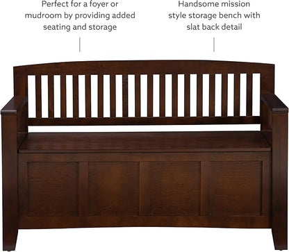 Linon Home Dcor Linon Home Decor Cynthia Storage Bench, 50"w x 17.25"d x 32"h, Walnut