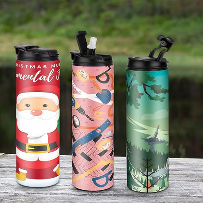 12 Pack 20 oz Sublimation Tumblers Dual Opening Blank Bottles Triple-Insulated Stainless Steel Water Bottle with Straw Lid Blank Tumbler Bulk with Shrink Wrap, Rubber Base, Heat Tape for Heat Transfer
