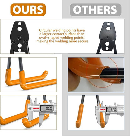 3-H Garage Wall Hooks 42 Pack, Heavy Duty Garage Hooks with Extra Welding Spots, Wall Mount Storage Organizer for Hanging Garden Lawn Tools, Ladder, Bike, WeedEater, Chair, Shovel, Blower (Orange)