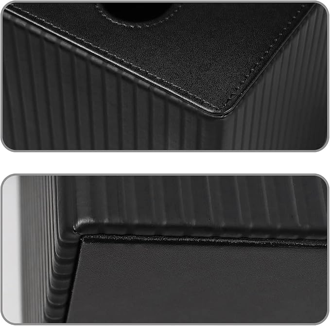 MEIBOOCH PU Leather Tissue Box Cover Square Tissue Box Holder with Magnetic Closure (Black Stripe)