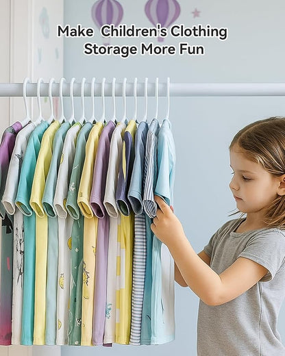 Plastic Kids Hangers, Pack of 100, Ultra Slim Closet Hangers, Non-Slip, Space-Saving, Sturdy, 14" W x 7" H (for Children Aged 7-12 Years), White, UAPY07100W