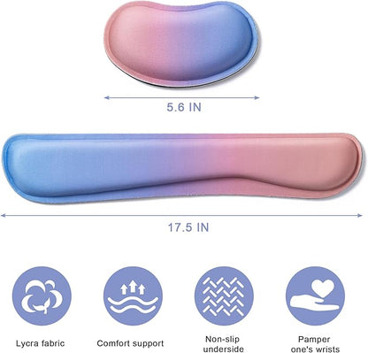 Hoewina Keyboard Wrist Rest,Ergonomic Wrist Rest,Superfine Fabric and Gel Memory Foam Wrist Pad for Computer Keyboard for Easy Typing & Pain Relief, Suitable for Office, Family,Outdoor, Gradient Style