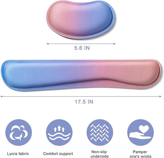 Hoewina Keyboard Wrist Rest,Ergonomic Wrist Rest,Superfine Fabric and Gel Memory Foam Wrist Pad for Computer Keyboard for Easy Typing & Pain Relief, Suitable for Office, Family,Outdoor, Gradient Style