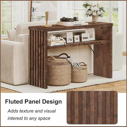 BON AUGURE Entryway Table, Console Table Behind Couch, Wood Sofa Tables with Shelf for Living Room, Farmhouse Entry Tables for Hallway Foyer (Rustic Oak, 47 Inches)