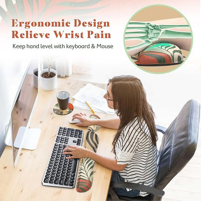 Gimars Enlarge Silky and Superfine Fabric Gel Memory Foam Keyboard Wrist Rest Set, Ergonomic Keyboard Mouse Wrist Support for Typing Pain Relief, Comfort for Office, Gaming, Computer-Morandi Orange