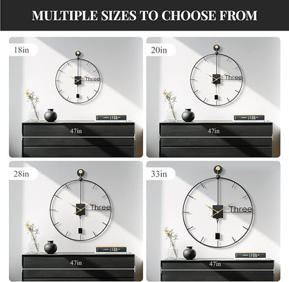 30 inch Large Wall Clocks Battery Operated Wall Clock with Pendulum, Silent Non-Ticking Metal Clock for Living Room Decor, Modern Decorative Hanging Clock for Bedroom, Office, Kitchen, Home