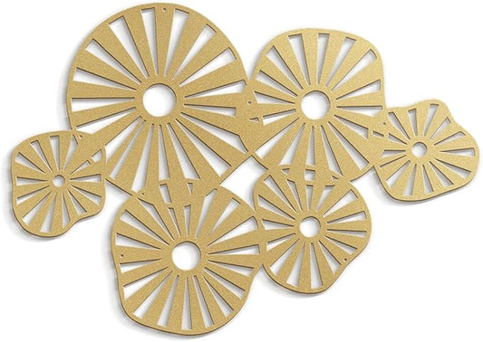 SIGNLEADER Metal Wall Decor Geometric Sunburst Minimalist Modern Abstract Wall Sculpture Hangings Home Decoration for Living Room, Bedroom, Bathroom, Kitchen, Outdoor - 36" Gold
