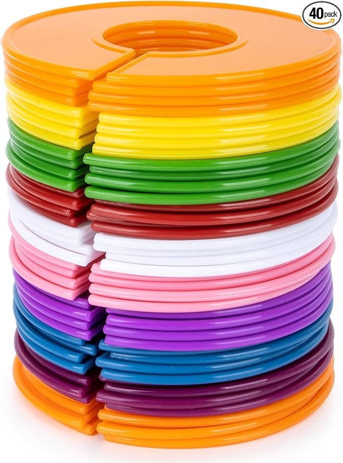 Closet Dividers Clothes Organizers - Sukh Closet Organizers Plastic Clothes Size Dividers Labels Separators for Garment Organizer Boutique Hanger Clothing Rack No Burrs 10 Assorted Colors (40)