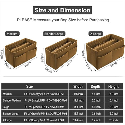 OMYSTYLE Purse Organizer Insert, Felt Tote Bag Organizer Insert with 5 Sizes, Handbag Dividers for Inside Purse, Compatible with Longchamp, Neverful, Speedy and More