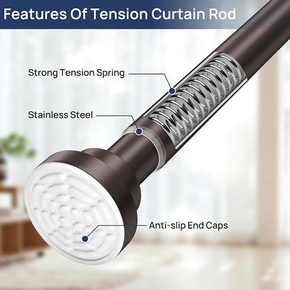 ENJOYBASICS 2 Pack Adjustable Spring Tension Curtain Rods 32 to 78 Inches, Stainless Steel Bronze Shower Rod No Drilling for Window, Bathroom, Closet, Room Divider, 7/8" Diameter
