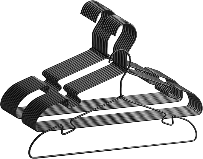 VWV 20 Pack Black Aluminum Hangers, 16.5 Inch Smooth and Durable Metal Shirt Dress Hangers, Lightweight and Sturdy Metal Hangers, Suit Jacket Dress Hangers