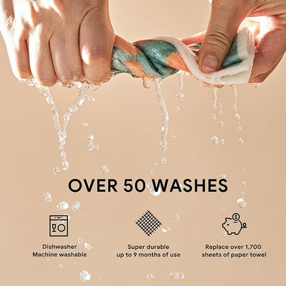 RECYCO Swedish Dishcloths for Kitchen | 6 Packs Orchard Grove Washable Dish Rags | Cellulose Reusable Cleaning Paper Towels | Absorbent Counter Dish Cloth Sponge Kitchen Wipes, 8" L x 7" W