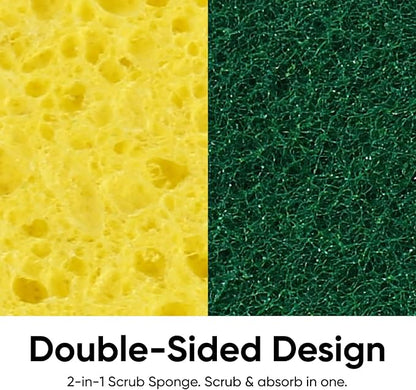 Scrubee Heavy Duty Scrub Large Sponge with Scouring Pad, Kitchen Dishwashing, Sink, Pot and Frying Pan Cellulose Scrubber Sponge Non Scratch. By Superio… (6" Sponge)