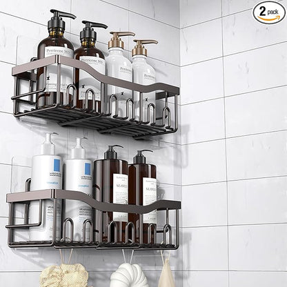 EUDELE Shower Caddy 2 Pack, Adhesive Organizer for Bathroom Storage&Home Decor&Kitchen organizers and storage, No Drilling, Large Capacity, Rustproof Stainless Steel Organizer, Decor Sets