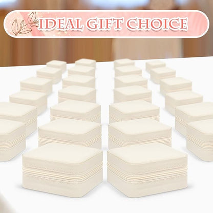 Taiyin 50 Pcs Travel Jewelry Case Box Bridesmaid Gifts Bulk Travel Jewelry Cases Boxes Small Jewels Organizers Mini Accessories Ornaments Storage for Women Girls Wedding Gifts (White)