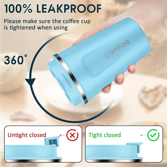 CS COSDDI 12 oz Stainless Steel Vacuum Insulated Tumbler - Coffee Travel Mug Spill Proof with Lid - Coffee Cups for Keep Hot/Ice Coffee,Tea and Beer