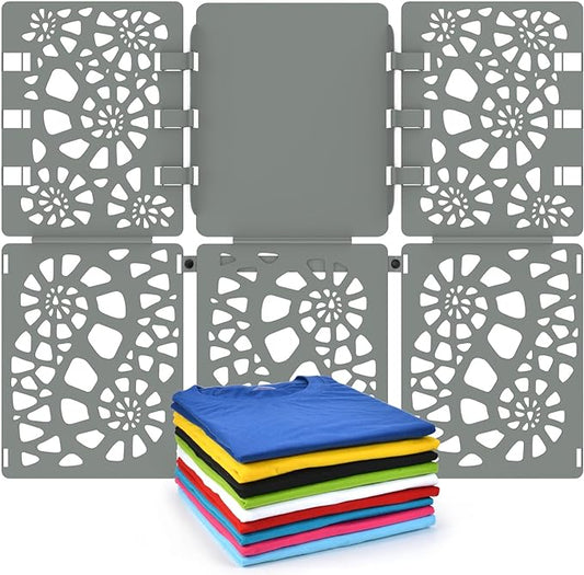 BoxLegend Shirt Folder Board V2 - Durable Plastic Clothes Folding Board Tshirt Organizer T-shirt Folder - Easy and Fast Folding for Adults and Kids - Grey