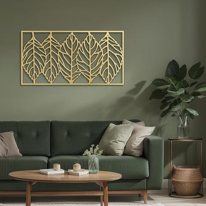 SIGNLEADER Metal Wall Decor Leaf Blade Minimalist Modern Abstract Wall Sculpture Hangings Home Decoration for Living Room, Bedroom, Bathroom, Kitchen, Outdoor - 36" Gold