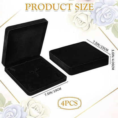 4 Pcs Velvet Jewelry Set Box Jewelry Gift Boxes Earring Ring Bracelet Necklace Gift Box Empty Jewelry Boxes Jewelry Storage Case Jewelry Storage Holder for Wedding Travel (Black)