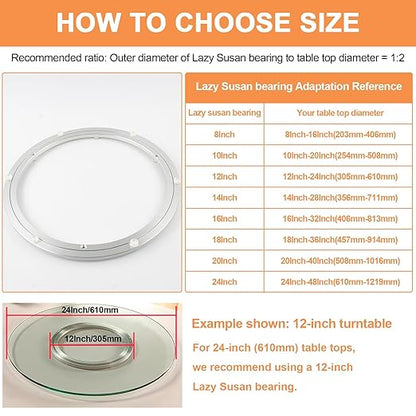 TamBee 10 Inch Lazy Susan Bearing Base - 150lb Capacity Aluminum Heavy Duty Lazy Susan Turntable Mechanism Kit for Smooth Rotation, Universal Hardware for DIY Furniture, Table (Base Only)