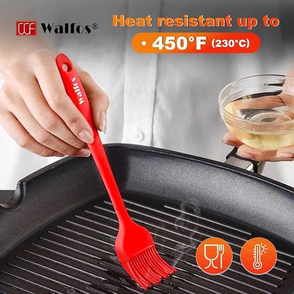 Walfos Silicone Basting Brush Set, 5 Pieces Heat Resistant Pastry Brush, Perfect for Baking,BBQ Grill,Kitchen Cooking,Strong Steel Core and One-Pieces Design,BPA Free and Dishwasher Safe