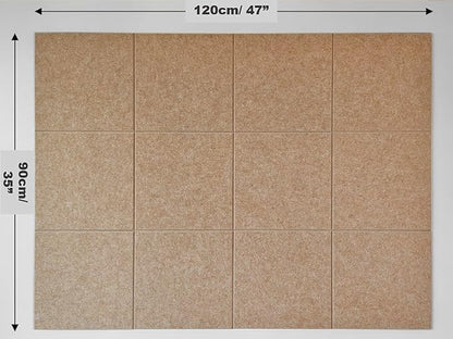 Felt Wall Tiles | Large Cork Board Alternative | Aesthetic Felt Bulletin Board for Office, Home & Classroom | Large Cork Boards for Walls Pinboard (12-Pack) | Suntan