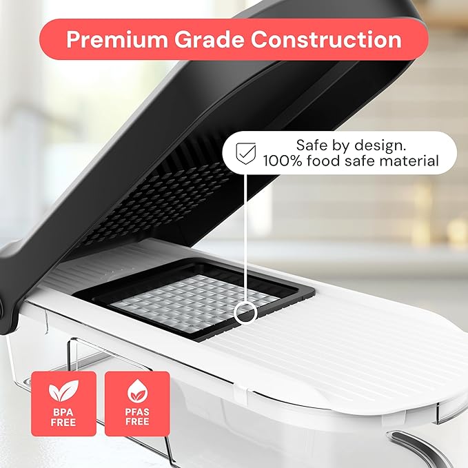 Fullstar Core Vegetable Chopper - Chop and Slice Lid - Food Chopper with Container, Veggie Chopper, Fruit Slicer, Onion Dicer - Meal Prep Essential - Kitchen Gadgets and Gifts (6-in-1, White/Black)