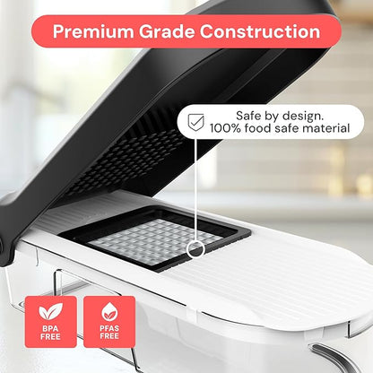 Fullstar Core Vegetable Chopper - Chop and Slice Lid - Food Chopper with Container, Veggie Chopper, Fruit Slicer, Onion Dicer - Meal Prep Essential - Kitchen Gadgets and Gifts (6-in-1, White/Black)