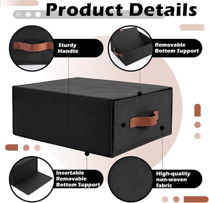 Windyun 4 in 1 Stackable Storage Drawers Closet Organizer with Dividers for Socks Underwear Bras Scarves Ties Large Dresser Organizer Bins Foldable Clothes Storage Boxes, 12 x 15 x 6 Inch(Black)