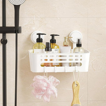 Lifewit Shower Caddy Suction Cup, NO-Drilling Bathroom Organizers and Storage Rack for Inside Shower, Plastic Removable Shower Shelves for Shampoo Strong Vacuum Suction, 26 cm/10 inch Long, 2 Pack