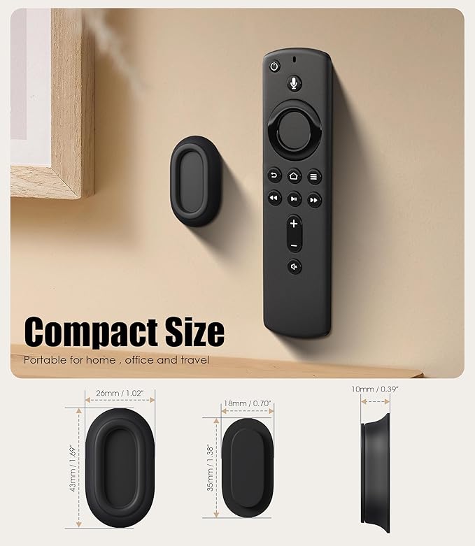 5 Pack Magnetic Remote Control Holder Wall Mount, Upgraded No Drill Self-Adhesive Organizer TV Remote Holder for Bed, Fan, RV Accessories (Black)