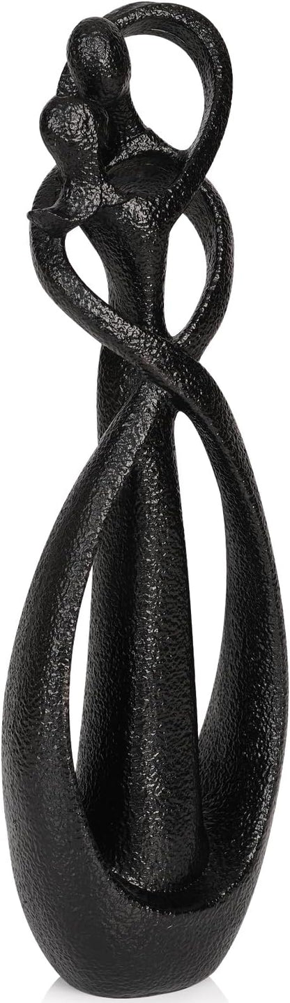 Trycooling Kissing Lovers Statue Abstract Sculpture Resin Statues for Home Decor Modern Home Office Desktop Shelf Bookshelf Decor (Black, Large)