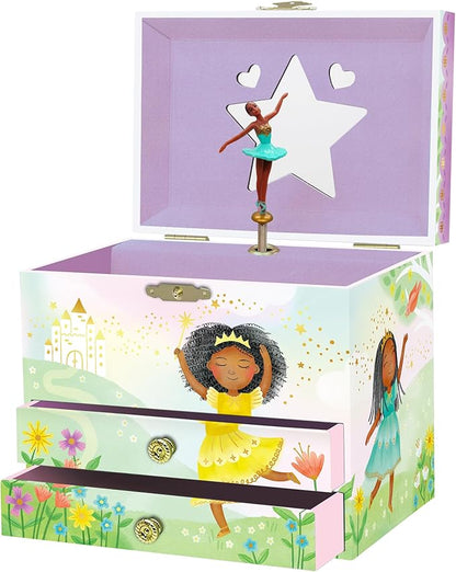 Musical Ballerina Jewelry Box for Girls - Kids Dancing Ballerina Music Box with Mirror, Black Ballerina Gifts for Little Girls, Childrens Birthday Gift, Ages 3-10