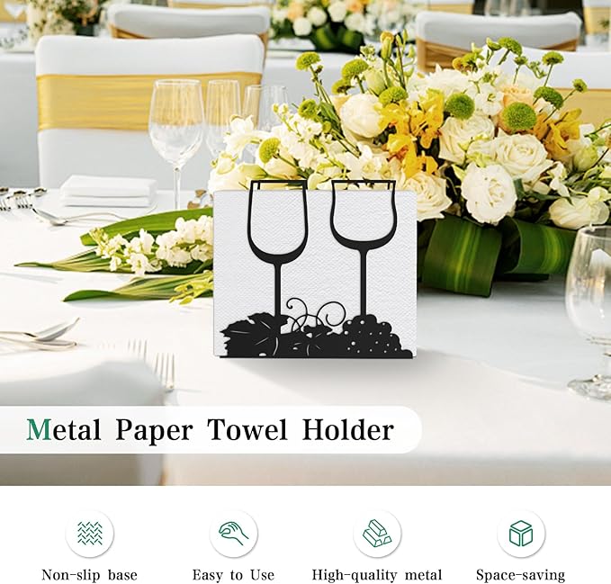 Black Napkin Holder for Table – Modern Metal Napkin Holders for Paper Napkins, Sturdy Black Tabletop Napkin Organizer for Kitchen, Dining Room, Countertop & Restaurants-5 x 4.84 x 2.32 inches