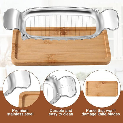 lasuroa Stainless Steel Cheese Cutter and Butter Slicer - Multifunctional Kitchen Food Tool for Block Cheeses and Butter
